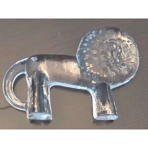 Vintage 1970s Kosta Boda Glass Lion Bertil Vallien Zoo Series Made In Sweden